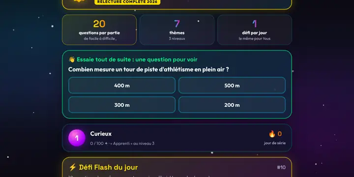 Capture d'écran du jeu QCM Flashy